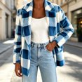 thumbnail image 5 of cocolona Womens Classic Plaid Jacket Fleece Lined Long Sleeve Lapel Overcoat Fall Winter Warm Trendy Outerwear, 5 of 7