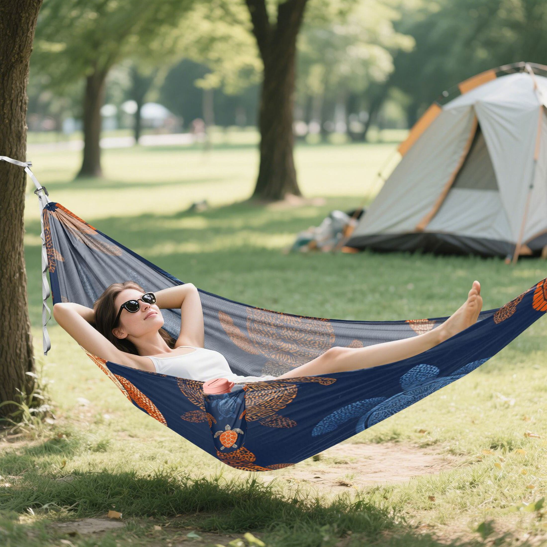 Hammock Camping Hammock Nylon Portable Hammock Travel Camping Hammock Orange Turtles Blue Turtles