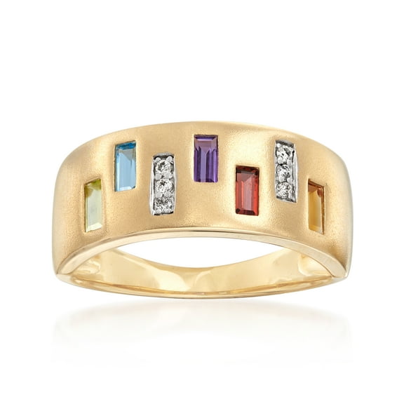 Ross-Simons 0.50 ct. t.w. Multi-Gem Ring With Diamond Accents in 14kt Yellow Gold, Women's, Adult