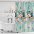 thumbnail image 3 of Beach Coastal Teal Shower Curtain, Waterproof Shower Curtains for Bathroom, Nautical Shell Starfish Coral Summer Washable Fabric Bathtub Curtain Set Bath Decor with 12 Hooks Standard 72"x72", 3 of 8