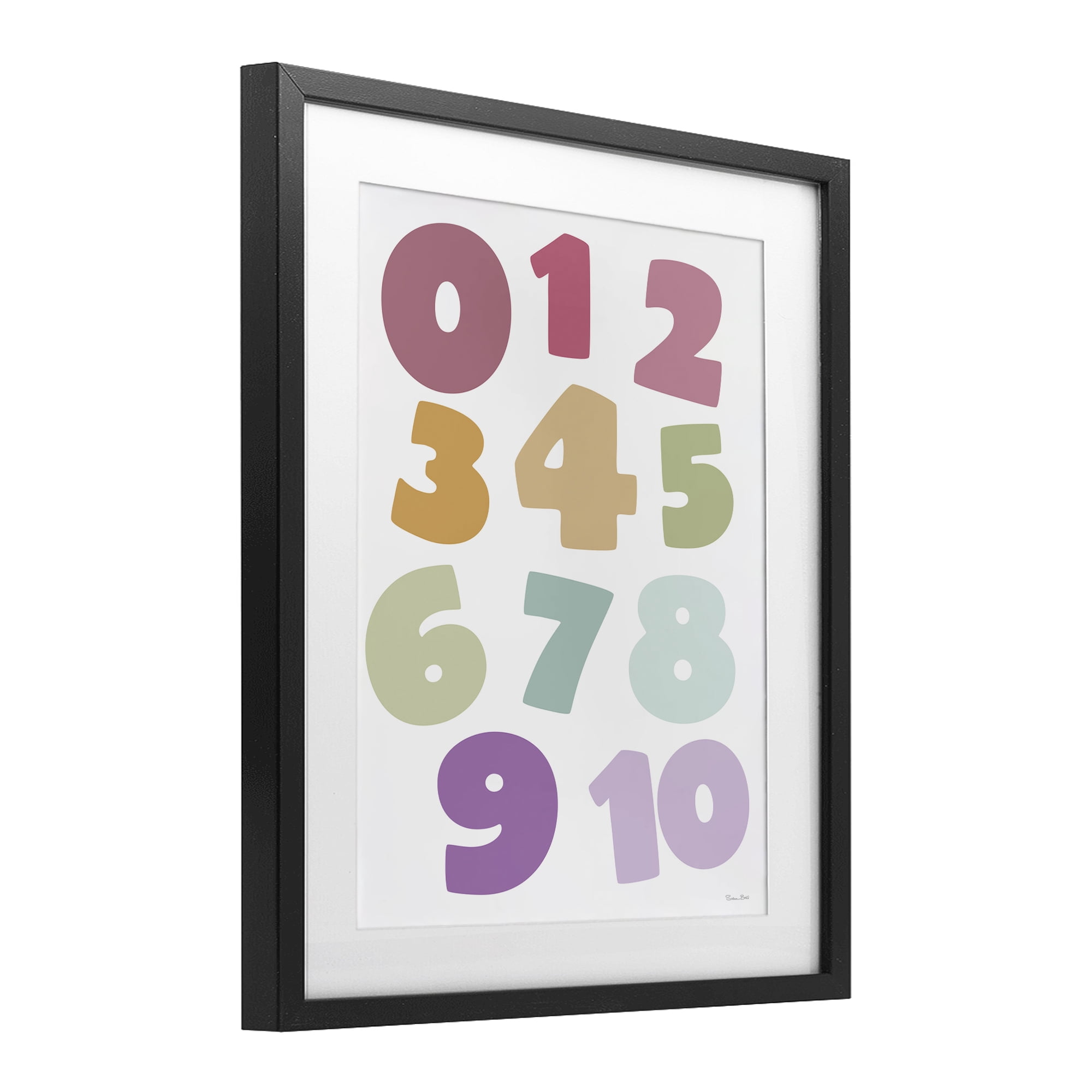 Stupell Industries Muted Counting Numbers Black Framed Print Under Glass, design by Susan Ball