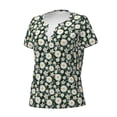 thumbnail image 2 of Naloa White Daisies and Bee Print T-Shirts Short Sleeve V Neck Tees for Women Fashion Tops Trendy Lightweight Soft Casual Summer Outfits Clothes, 2 of 5