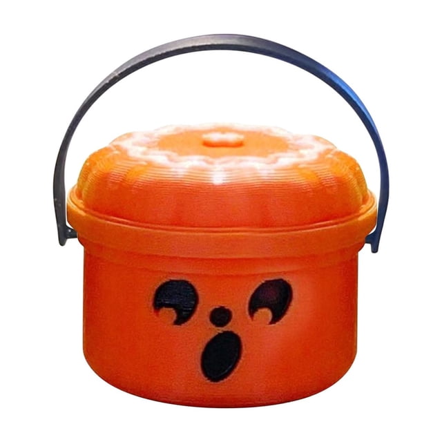 Ghost Mini Statue Halloween Decorative Candy Bucket with Built-in Handle, 3 in Tall, Plastic, Multicolor