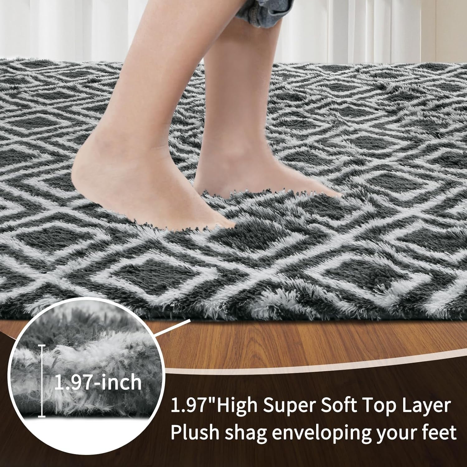 Sanmadrola Area Rug for Bedroom,4'X5.3',Fluffy Shag Rug for Living Room,Furry Carpet for Kids Room,Shaggy Throw Rug for Nursery Room,Fuzzy Plush Rug Carpet,Rectangle,Cute Room Decor for Baby