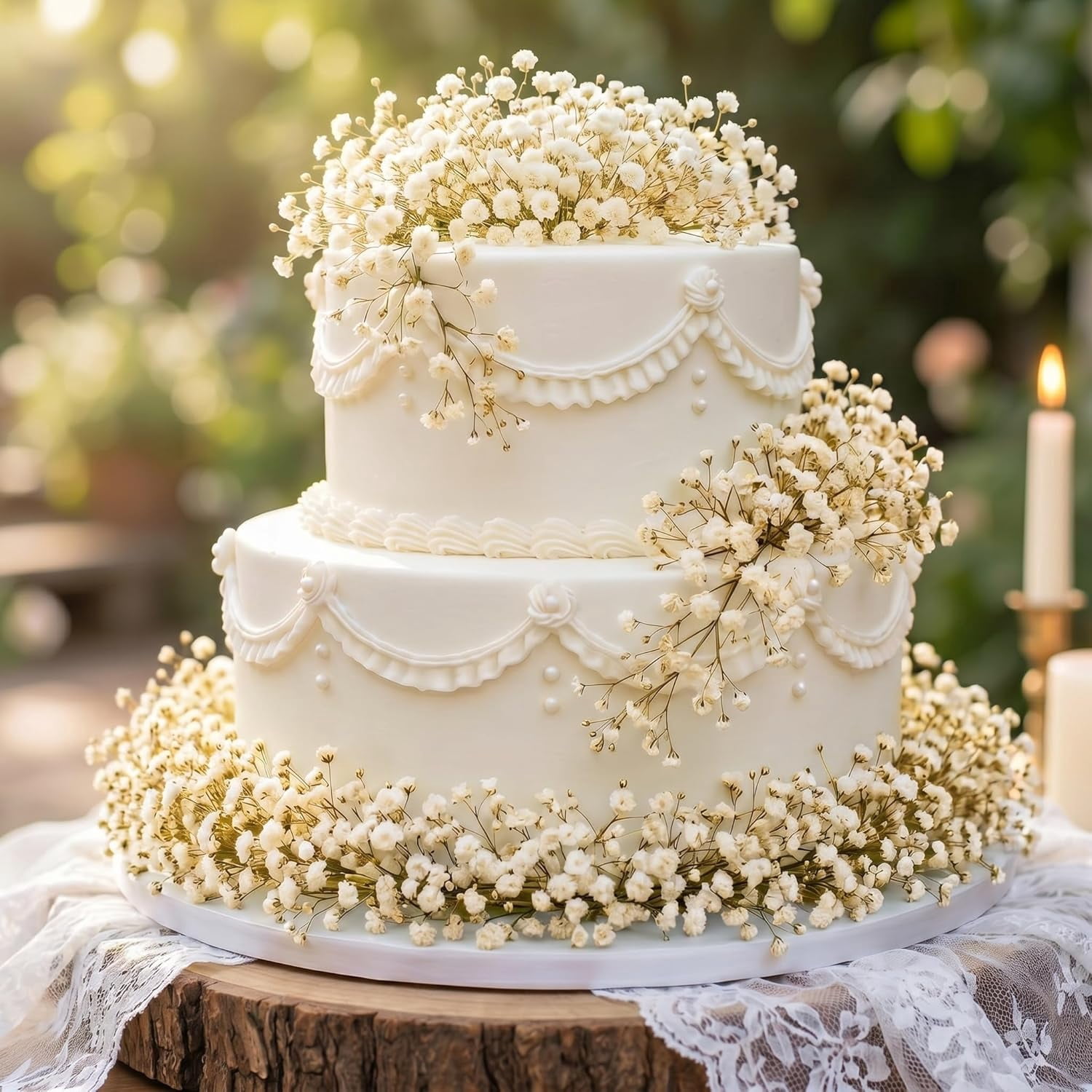 50 Pcs Mini Dried Baby Breath Flowers 3000+ Wedding Ivory White Flowers Bulk 2-4 in Dried Artificial Gypsophila for Wedding Decor Boho Invitation Resin Candle DIY Art Crafts Making Bouquet