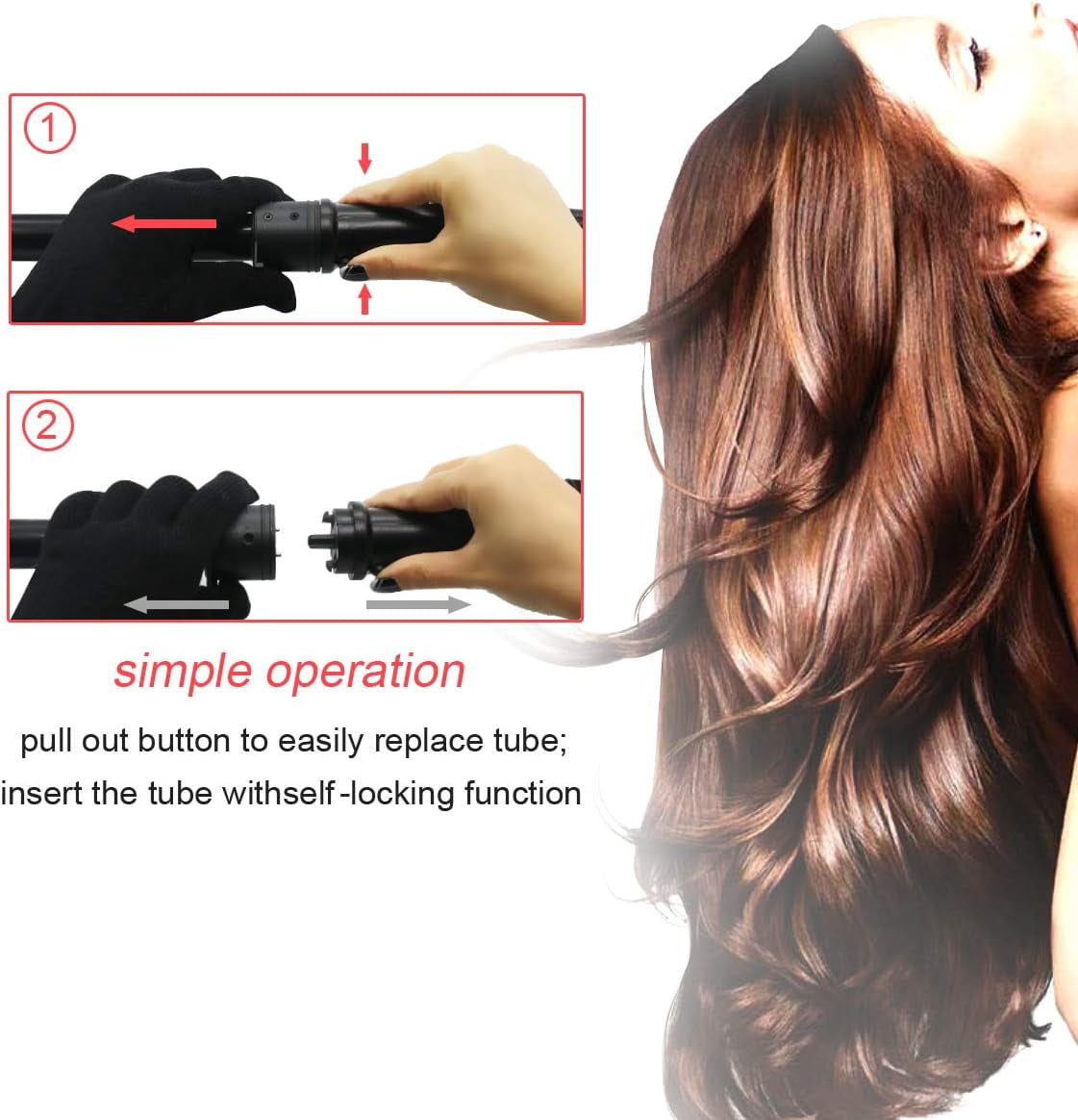 5 in 1 Ceramic Barrel Automatic Rotating Curling Iron, LED Light Temp Control, Curling Wand Fast Heat Up, Auto Shut Off for Waves, Beach Curls for Women & Girls, Ideal Gift