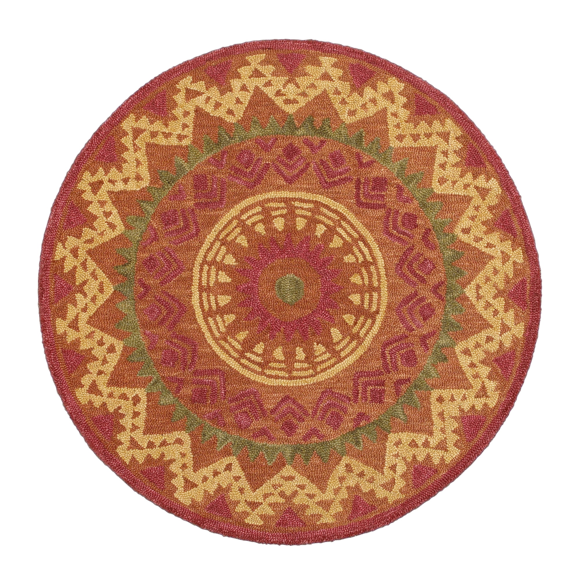 Ox Bay Ella 6' Round Rust/Red Southwestern Medallion Indoor Area Rug