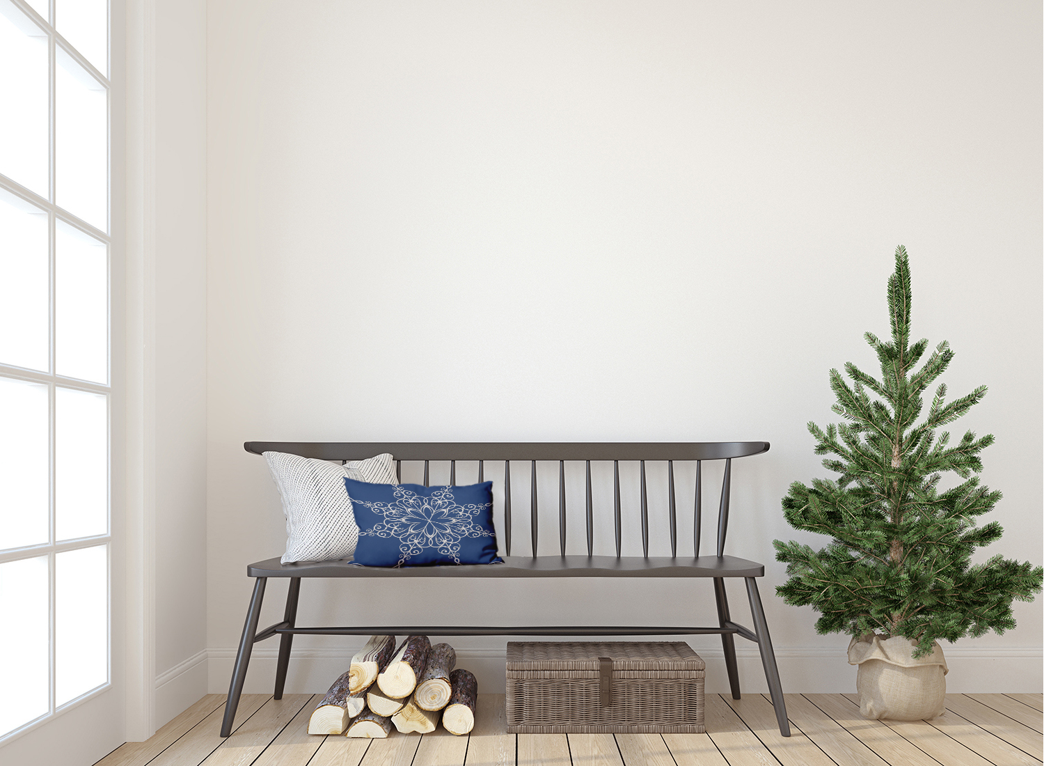 20" x 14" Simply Daisy Snowflake Polyester Accent Pillow, Blue (1 Count)