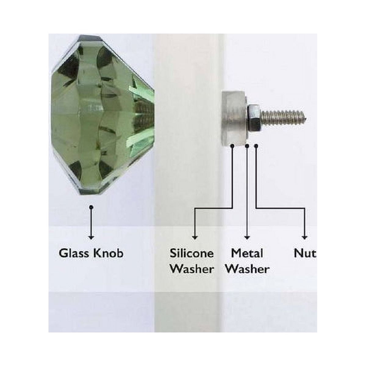Set of Six Glass Kember Green Cabinet Knobs by Trinca-Ferro