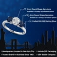 thumbnail image 2 of Gem Stone King 925 Sterling Silver Lab Grown Diamond and Blue Sapphire Engagement Ring for Women | 1.94 Cttw | Round 6MM | Gemstone April Birthstone | Size 9, 2 of 6