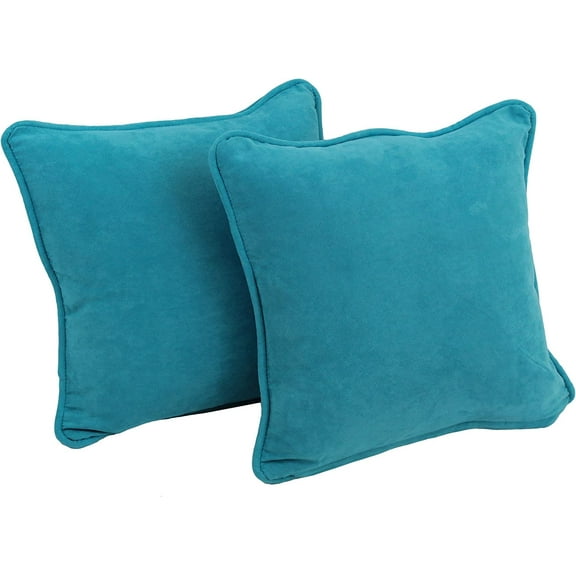 Blazing Needles Corded Microsuede Throw Pillow, 18", Aqua Blue 2 Count