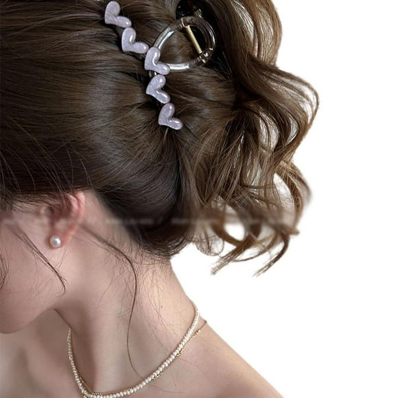 Sweet Translucence Heart Hair Claw Girls Elegant Love Hair Claw Elegant Love Hair Hairpin Clip Headband Accessories Hair Claw J8X8