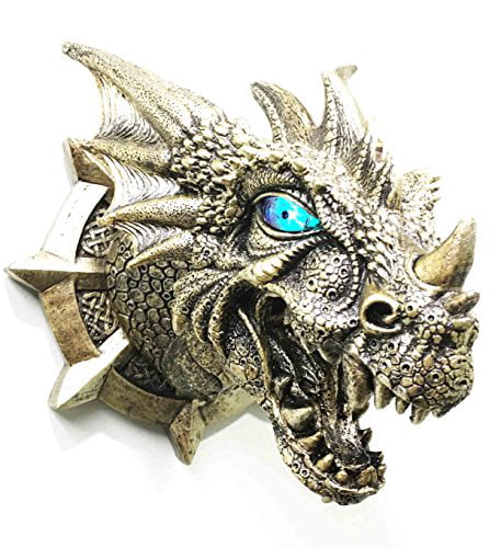 Castle Dungeon Chained Golden Dragon Wall Plaque Decor Color Changing LED Eyes Favorite Decor Store