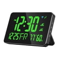 thumbnail image 1 of Reloj de pared digital con alarma de temperatura alta entre semana y LED rectangular Verde, 1 of 9