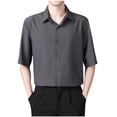 thumbnail image 2 of COSFO Casual Mens Summer Shirts Button Down Short Sleeve Collared Tops Business Regular Fit Solid Mens Shirt, 2 of 7