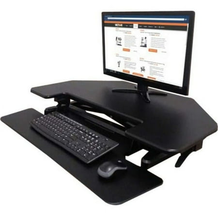 Victor - High Rise Height Adjustable Corner Standing Desk with Removable Keyboard Tray - Black