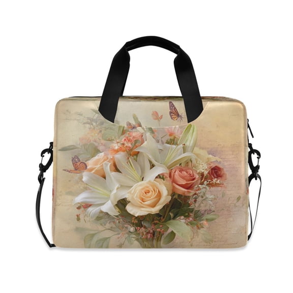 16" Laptop Briefcase for Work Travel Laptop Shoulder Bag Carrying Handbag Laptop Case Beautiful Floral Bouquet