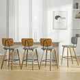 thumbnail image 2 of WOOW DEPOT PU Bar Stools Set of 2, 26" Seat Height w/ Mid Back Bent Wood Legs, Modern Upholstered Island Barstool Counter Chair for Home Kitchen Pub Dining Room, 2 of 10
