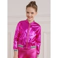 thumbnail image 5 of YONGHS Kids Girls Metallic Flight Jacket Long Sleeve Zippered Coat Outerwear Rose 12, 5 of 7