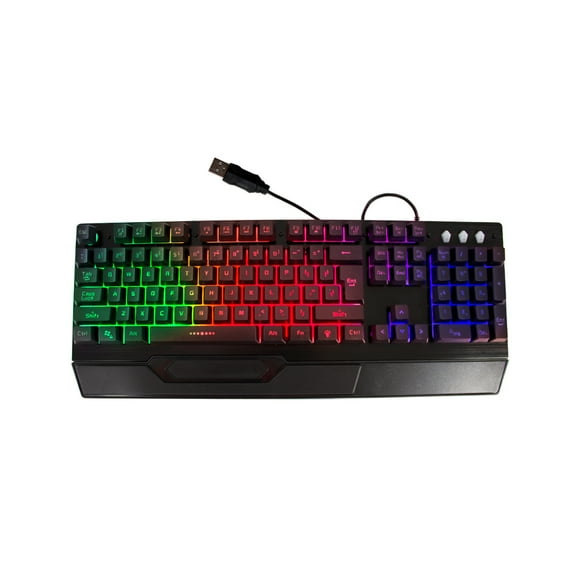 Teclado Gamer Con Luz Led RGB Mécanico Programable Sentry Descansa muñecas