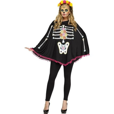 Day of the Dead Adult Poncho Costume (Best Day Of The Dead Costumes)