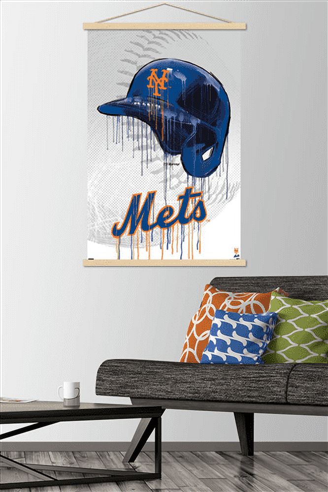 MLB New York Mets - Drip Helmet 22 Wall Poster with Magnetic Frame, 22.375" x 34"