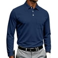 thumbnail image 2 of Fabrcox S-4XL Polo Shirt Long Sleeve Men with Pockets Collared Mens Work Shirts Business Casual Plain Regular Fit Sports Golf Shirt for Men Navy XL, 2 of 8