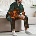 thumbnail image 6 of Halloween Costumes Mens Pajamas Set, Halloween Pumpkin Head Castle Halloween Pajamas Button Down Long Sleeve Loungewear Halloween Sleepwear Pjs sets for Men, 6 of 7