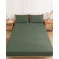 thumbnail image 2 of King Size Fitted Sheet Set - Pure Army Green 3 Piece Bedding Sets 16" Deep Pocket Fitted Sheet with 2 Pillowcases, Modern Solid Color Minimalist Art Brushed Microfiber Hotel Luxury Bed Sheets, 2 of 9