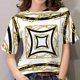 thumbnail image 1 of Camisetas de manga corta para mujer, Tops 3D, camisas barrocas de lujo, ropa de diseñador, camiseta informal de gran tamaño con cuello redondo, 1 of 4