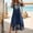 Blue, variant on Womens Boho Dresses Long Short Sleeve Spring Blue Casual Vintage Floral A Line Dress for Ladies