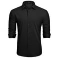 thumbnail image 3 of HISDERN Mens Formal Dress Shirts Long Sleeve Shirt Casual Button Down Shirt Business Shirt Black, 3 of 7