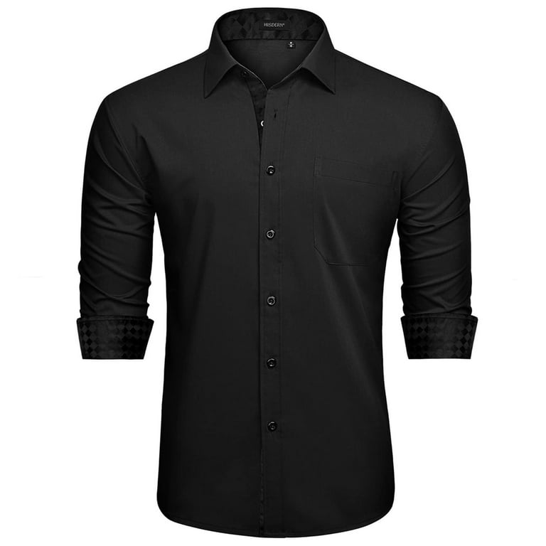 black long sleeve dress shirt womens Women's Black Long-Sleeve Button-Up Shirt