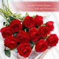 thumbnail image 3 of Morttic 24PCS Velvet Red Roses Artificial Flowers, Fake Roses Long Stem, Real Touch Faux Roses Bouquet Upgraded Artificial Red Roses for Home Wedding Party Office Hotel Centerpiece Arrangement, 3 of 9