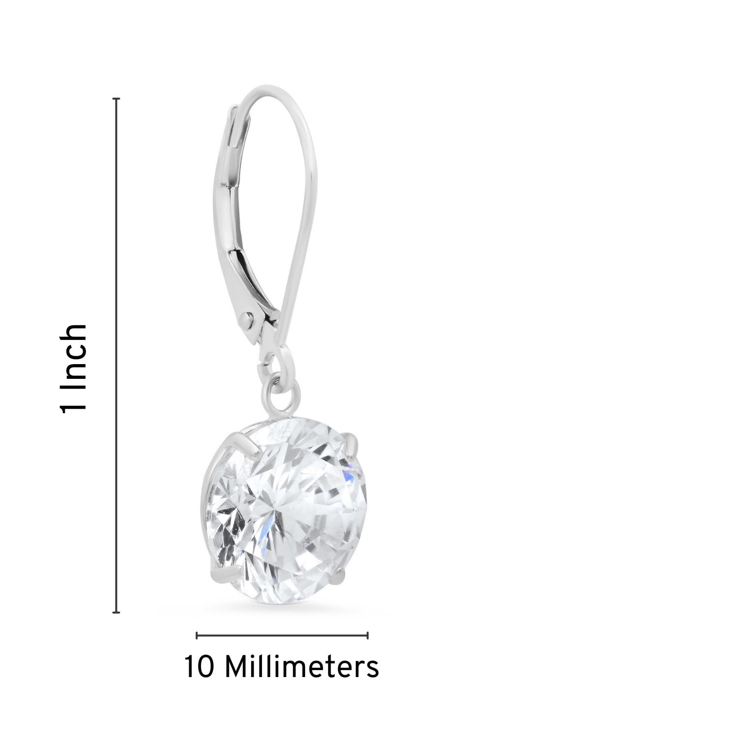 14k Gold Leverback Cubic Zirconia Dangle Earrings for Women | Real White Gold Dangle Earrings | 8 CT.TW 14k Gold Earrings for Women | CZ Cubic Zirconia Drop Earrings by MAX + STONE