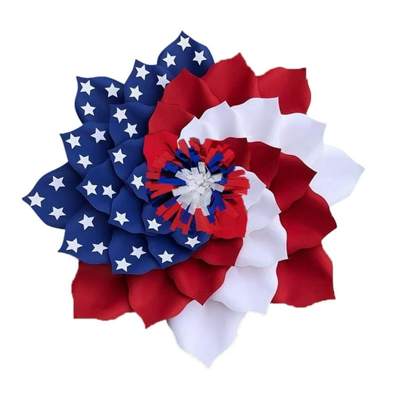 Matoen11 Patriotic Wreath, 4th of July Summer Wreath for The Front Door, Handcrafted Memorial Day Artificial Flowers Wreath for Indoor and Outdoor