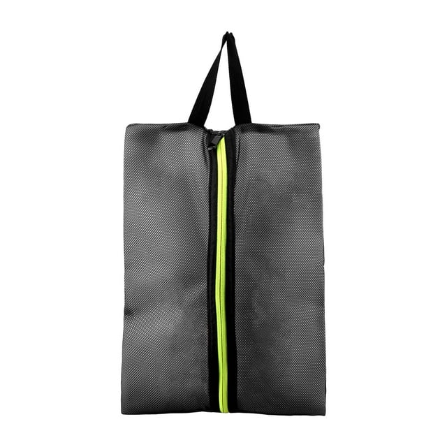 Bolsa de zapatos con cremallera, almacenamiento portátil de viaje, bolsa de transporte para acampar, impermeable, a prueba de polvo, para gimnasio, negro