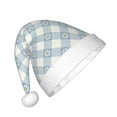 thumbnail image 2 of Fuzoiu Daisy Plaid Blue Print Santa Hat Christmas Hat for kids,Santa Hats with Pompom, Unisex Xmas Holiday Hat for Christmas New Year Festive Party Supplies, 2 of 6