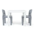 thumbnail image 3 of Humble Crew Inspire Toddler Dry Erase Plastic 3pc Table and 2 Chairs Set, Square White Table & Grey Chairs, 3 of 7