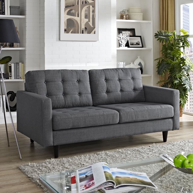 Modway Empress Causeuse Moderne Rembourrée en Tissu Capitonné, Gris