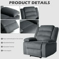 thumbnail image 3 of UIXE Manual Recliner Chair, Corduroy Reclining Sofa Chair with Overstuffed Armrests & Backrest for Living Room, Nursery Armchair Bedroom Reading Seat, Dark Gray, 3 of 7