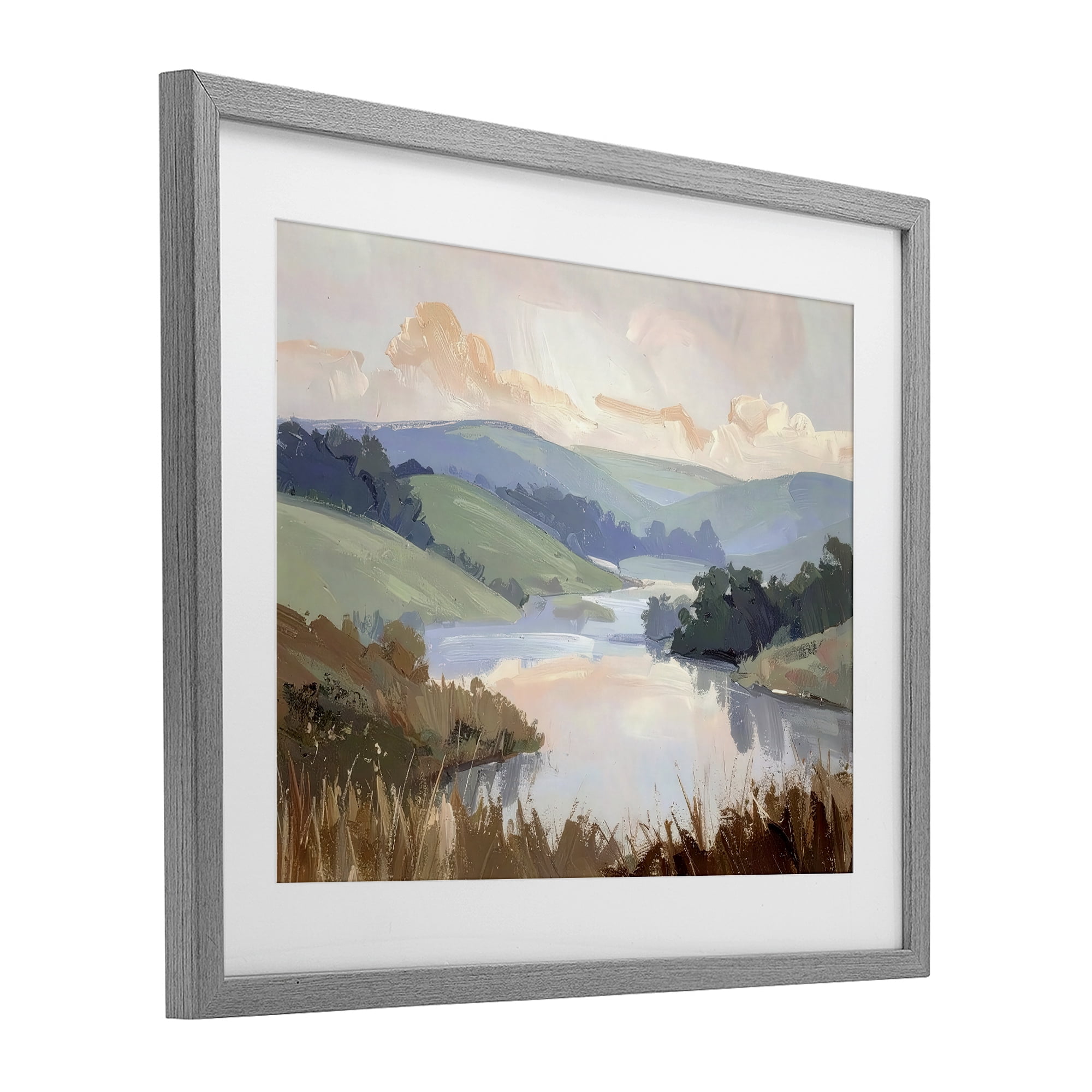 Stupell Industries Muted Distant Mountains Gray Framed Print Under Glass, design by Alonza Saunders