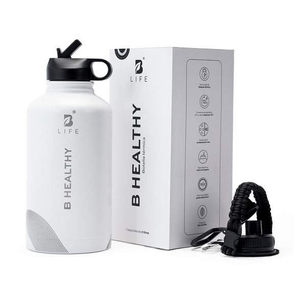 Botella Térmica Color Blanco 2 L (64 Oz) B Healthy | Libre de BPA |B Life