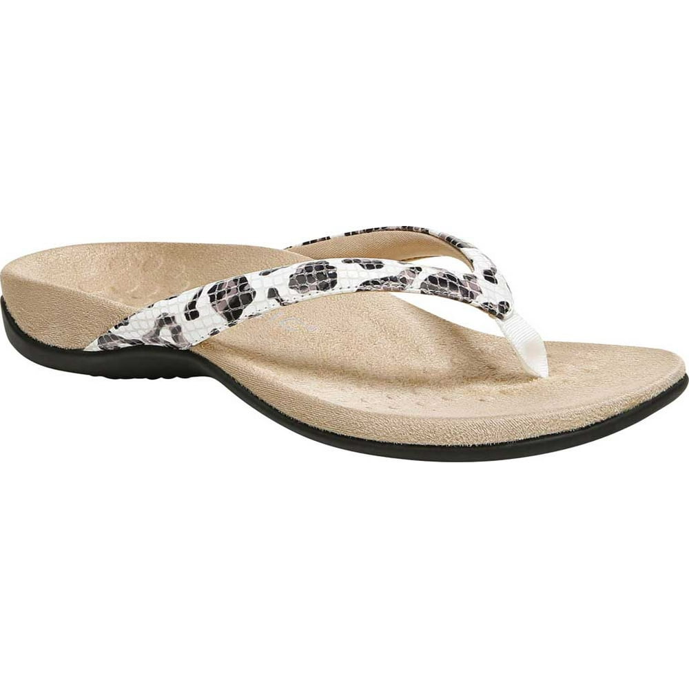 Vionic Women's Vionic Dillon Thong Sandal White Leopard Snake Print