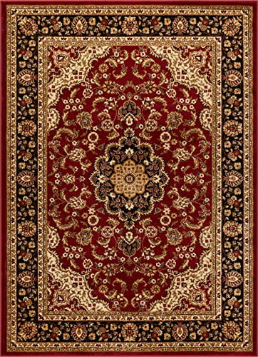 well woven noble medallion red persian floral oriental