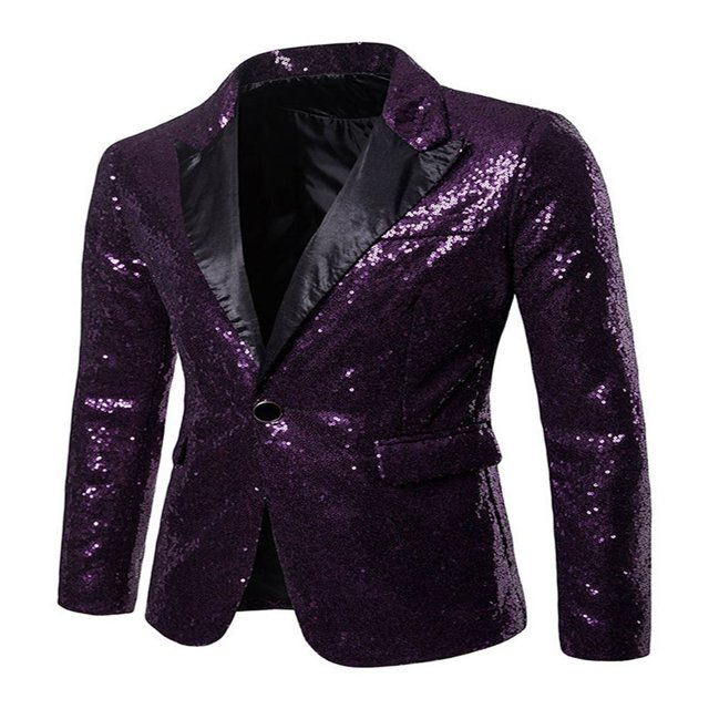 Men Sequins Nigth Clubs Wedding Party Tuxedo Cocktail Suit Jacket Coat