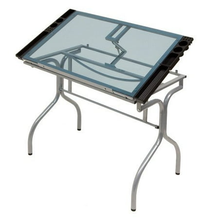 Folding Craft Station - Silver/Blue Glass