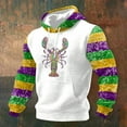 thumbnail image 2 of IWRICH Men's Mardi Gras Hoodies Fall Casual Cute Printed Hooded Sweatshirt Long Sleeve Casual Rave Tees with Pocket 02-White XL, 2 of 4