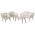 thumbnail image 7 of Tappio 4-Piece Rattan Patio Furniture Set, Outdoor Wicker Conversation Set with Tempered Glass Table, Beige, 7 of 7