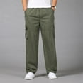thumbnail image 4 of Mens Cotton Plus Size Pocket Solid Elastic Waist Pants Overall Pants, 4 of 6